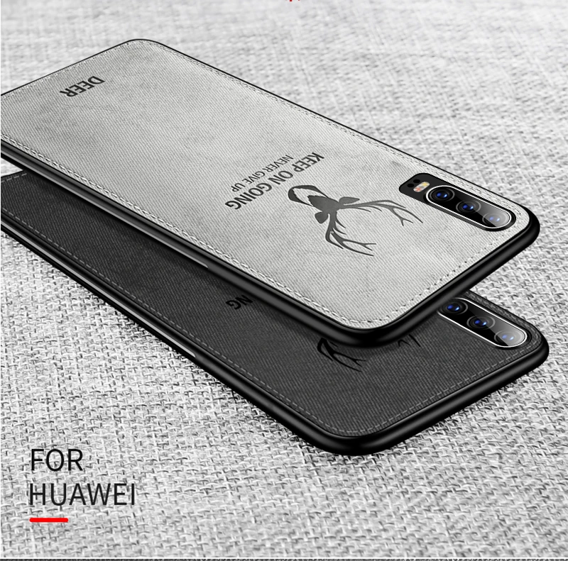 Ультратонкий силиконовый чехол для телефона с рождественским оленем для huawei P30 P20 P10 Lite Pro Plus, роскошный защитный тканевый чехол