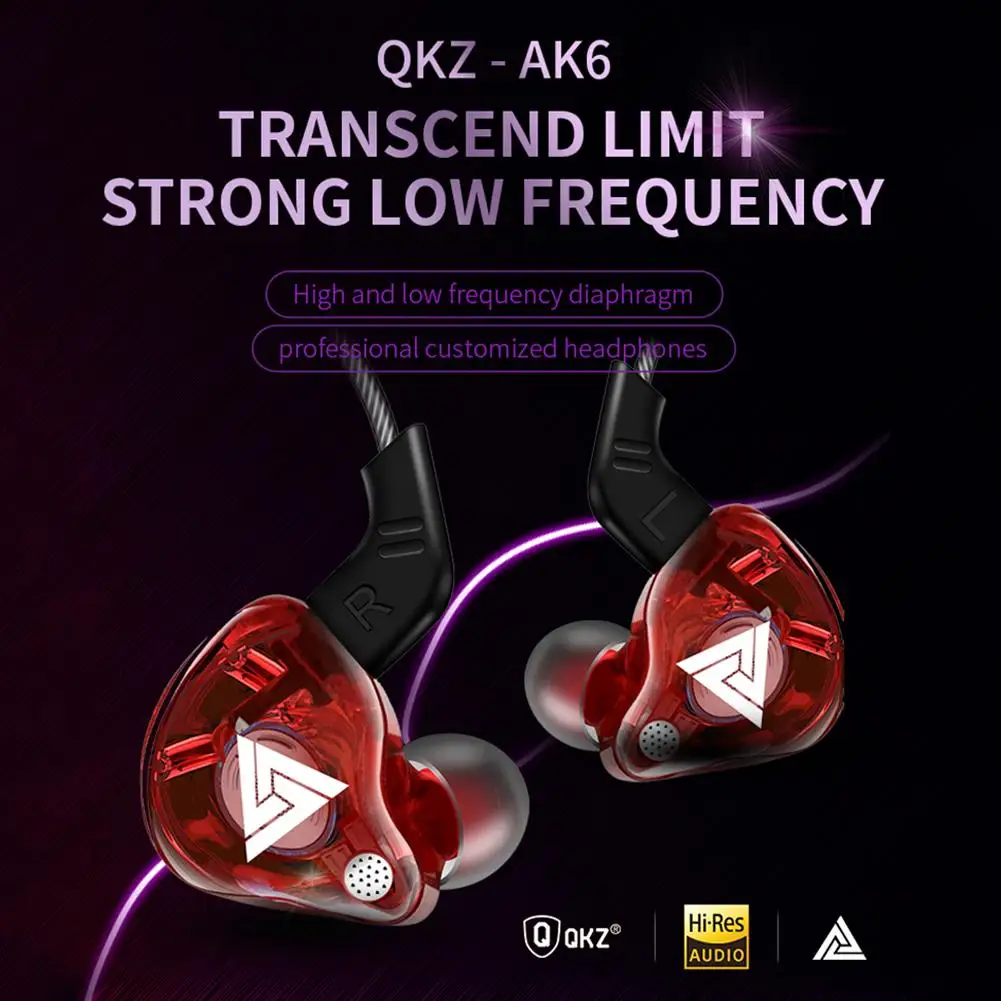 

HD Earphones QKZ AK6 Universal 3.5mm HiFi Sound Music Call Earphones In-ear Lightweight Sports For Phones Table Headphones