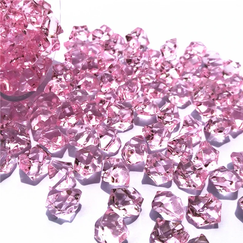 150pc Acrylic Crystal Ice Rock Stone Aquarium Vase Gems Table Wedding Decor Pink