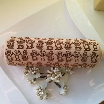 

1 Pcs Wooden Rolling Pin Embossing Baking Christmas Elk Cookies Noodle Biscuit Fondant UND Sale