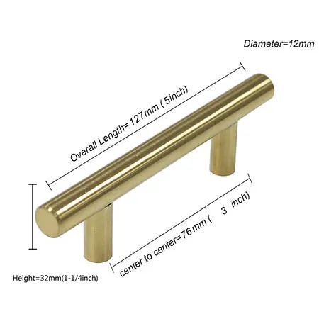 Gold C.C 76mm Probrico ручки для шкафа кухонные дверные ручки 12 мм круглые ручки для ящика шкафа для мебельной фурнитуры CC 50 мм~ 256 мм - Цвет: Gold C.C 76mm