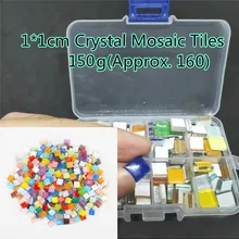 150 г(около 160 шт.) глянцевая мозаичая плитка Хрустальная многоцветная материал для детей DIY ремесла 1*1 см квадратная мозаичная плитка/камни
