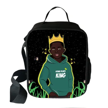 

Afro Boys Africa Brown Boys Girls Cooler Lunch Bag Cartoon Portable Thermal Food Picnic Bags for School Kids Lunch Box Tote