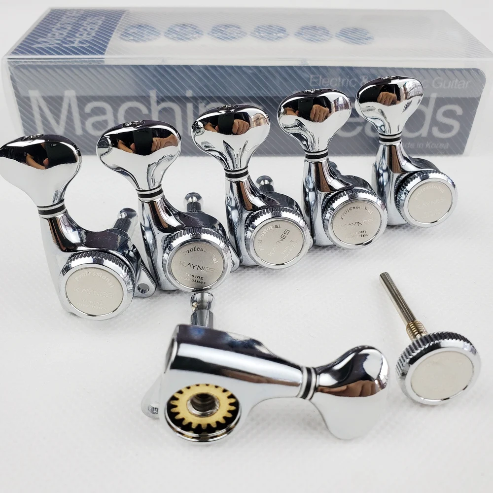 Kaynes-trava para Guitarra Afinador de Cordas Pegs de Afinação Elétrica Conjunto Cabeçotes Cromado Prata Dj334c 1 - Image 2