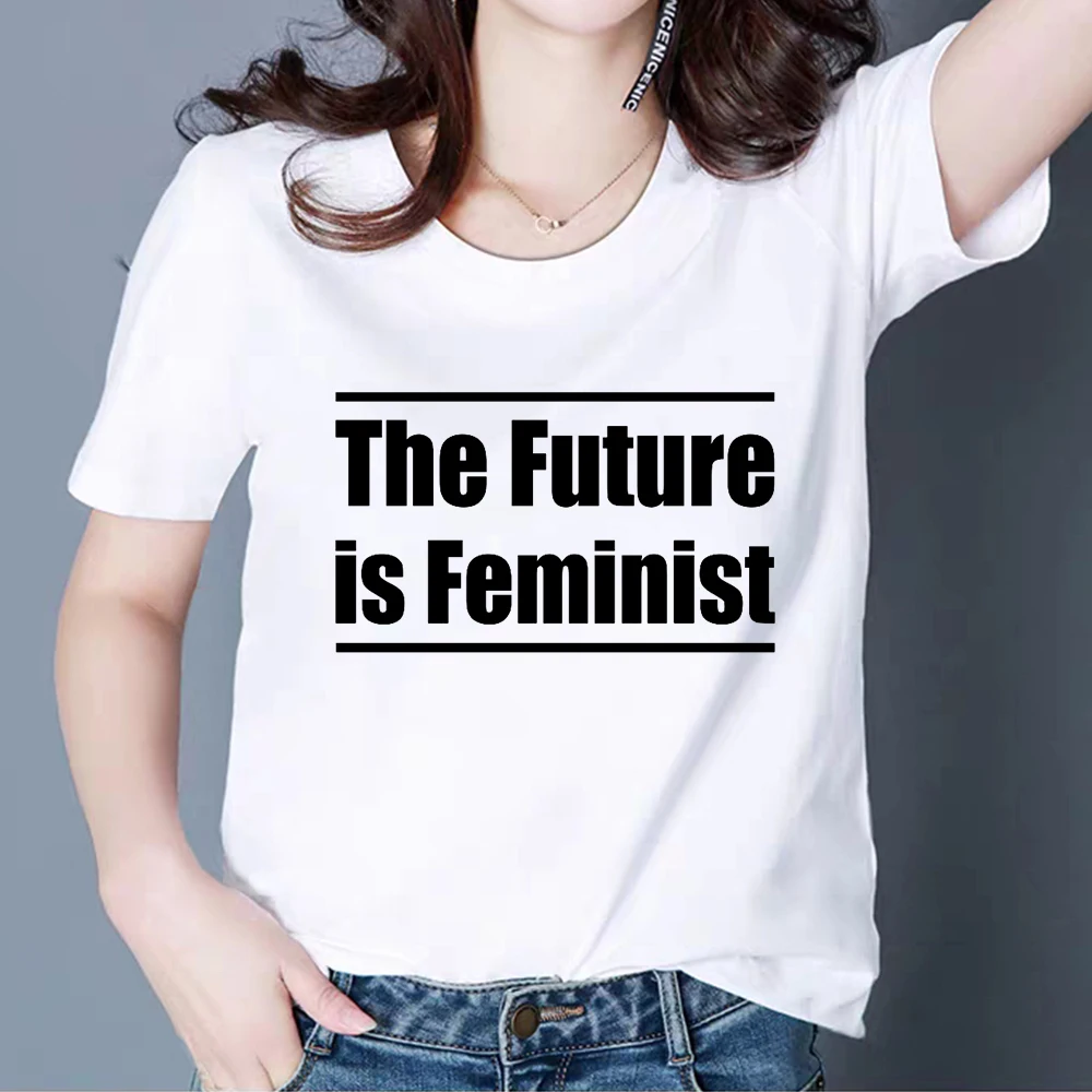 

Simple Vogue Summer Feminism Gorgeous Print Tshirt Plus Size Casual Trendy T shirt Harajuku The Future Is Feminist T-shirt