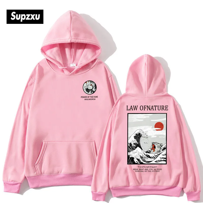 

2020 Japanese Funny Cat Wave Fleece Hoodies Winter Style Hip Hop men/women Printed hoodie Casual printing Sweatshirts Streetwear