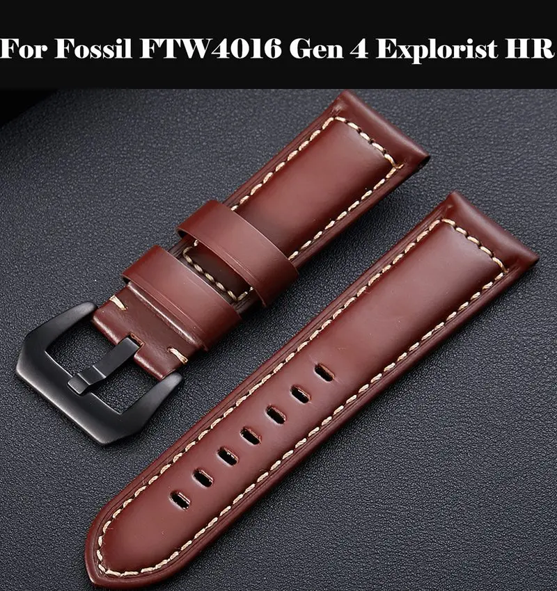 

Genuine Leather Watchbands 12-24mm Watch Band Steel Buckle Strap 22mm watch band For Fossil FTW4016 Gen 4 Explorist HR