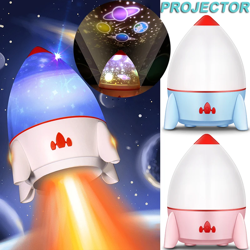 

LED Rocket Rotating Projector Led Colorful Space Starry Sky Projector Led Projector Sleeping Light Table Lamp Nightlight D40