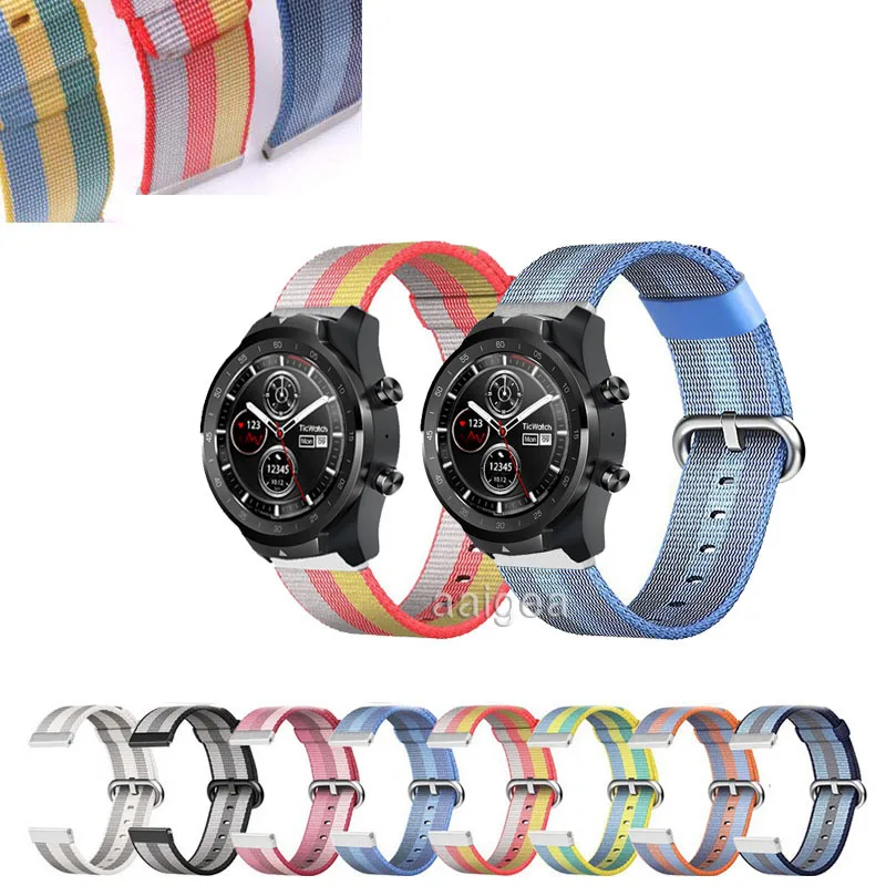 20Mm 22Mm Woven Nylon Band Sport Loop Strap For Ticwatch Pro 3 E2 S2 Gtx Watch Strap