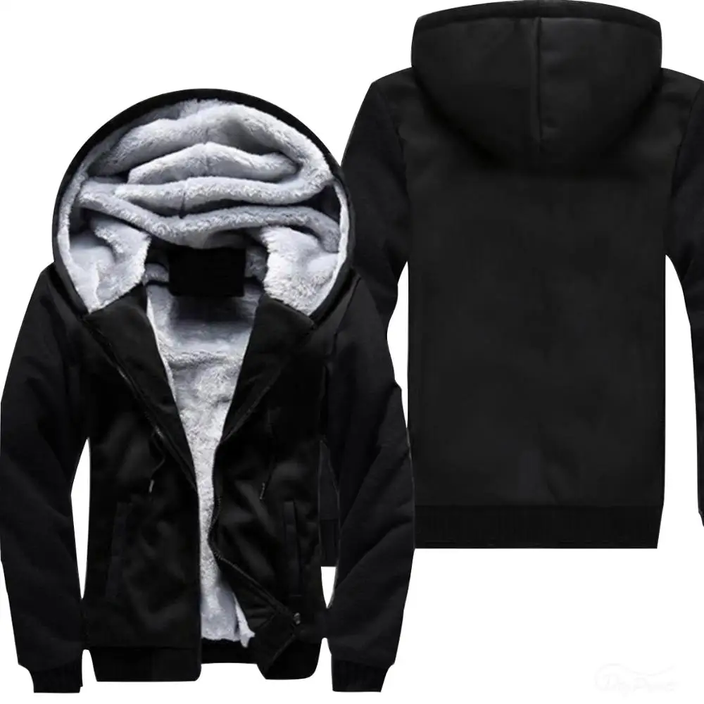 2020 style man zipper hooded hoodie whole black thick fleece full sleeve warm coat customize design wholeseller price | Мужская одежда