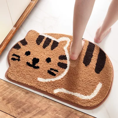 3D коврик для пола в форме кошки, мультяшный коврик для входной двери, необычный ковер для гостиной, спальни, Противоскользящий коврик для пола, кухонный коврик для ванной - Цвет: Khaki