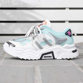 

Women Platform Sneakers Mesh Blue Designers Old Dad Shoes INS Fashion Female Chunky Casual Shoes Woman Vulcanized Shoes Summer