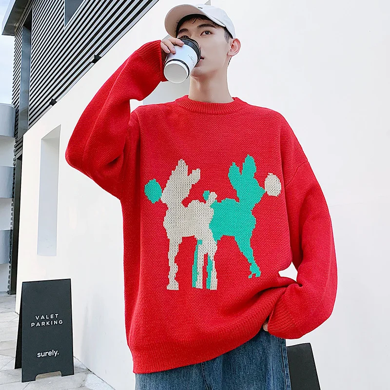 Winter Sweater Men's Warm Fashion Print Casual Knit Sweater Man Sweter Clothes Wild Loose Long-sleeved Pullover Men M-2XL Winter Sweater Men's Warm Fashion Print Casual Knit Sweater Man Sweter Clothes Wild Loose Long-sleeved Pullover Men M-2XL