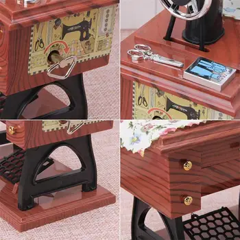 

Sewing Machine Music Box Mini Vintage Creative Retro Music Retro Gift Box Clockwork Sewing Q9Z9