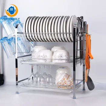 

3 Layers Dish Drain Rack Knife Cutting Board Racks Kitchen Storage Rack Plated Bowl Utensils Drainer Drying Rack Organizer Shelf