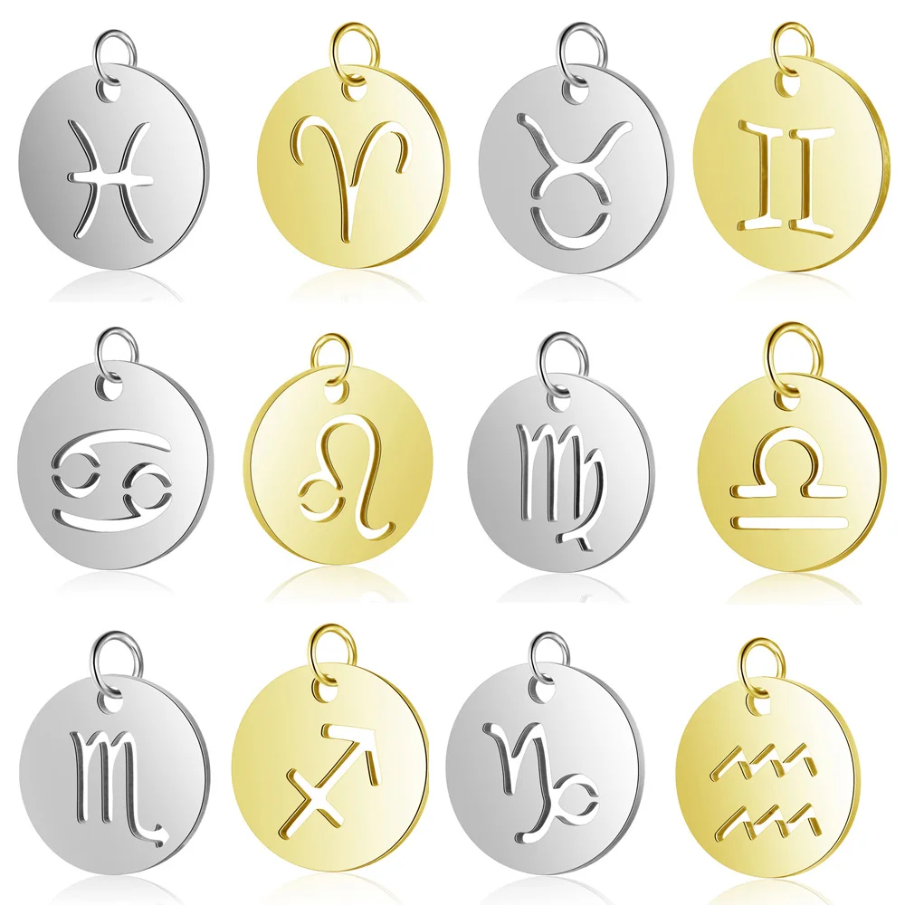 5 Pieces 12 Constellation Zodiac Signs Charm Wholesale 100% Stainless Steel AAAAA Quality Pendants DIY Jewelry Charms | Украшения и
