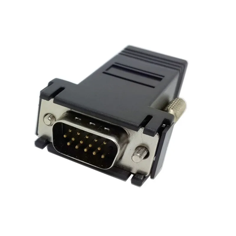 

10pcies/lote VGA Extender Masculino de LAN CAT5 CAT6 RJ45 Adaptador de Rede Female Cable Kit Conector para PC Portatil