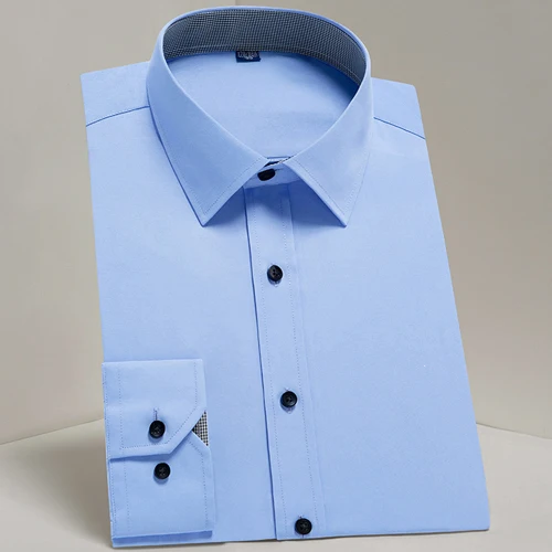 Мужские классические Классические Формальные Рубашки с длинным рукавом, белые деловые стандартные рубашки из саржи, простые в уходе мужские офисные рубашки - Цвет: AM007