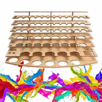 

New Wooden Paint Bottles Storage Stand Rack Holder Modular Color Paint Box Organizer Tools Collapsible 60Pots Drawing Storage