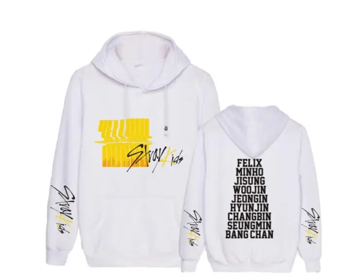 Kpop straykids желтая древесина с именами членов группы печати флисовые толстовки унисекс модный пуловер свободная толстовка 3 цвета - Цвет: 7