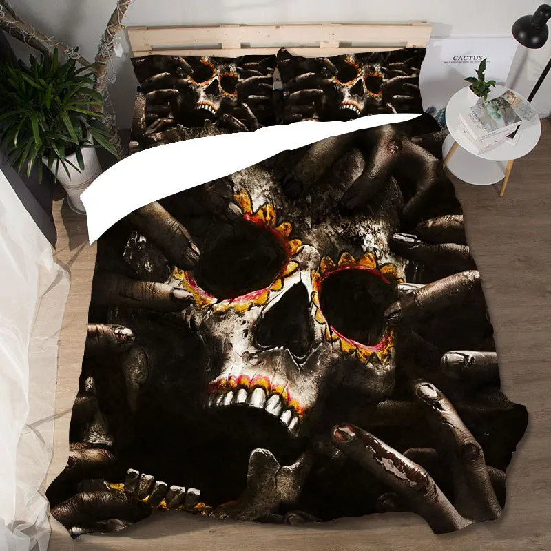 Walking Dead Skull Cotton Bedding Set - Queen King Size Duvet Cover, Bed Sheets, Pillowcases, Bed Linen image 4