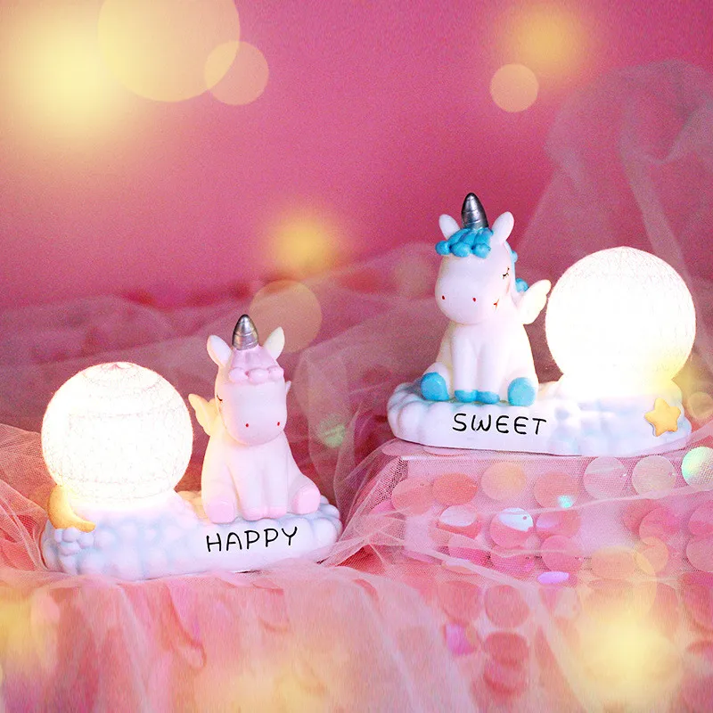 树脂工艺品-趴趴独角兽线球灯摆件创意梦幻家居工艺品粉色少女心小夜灯礼物-树脂工艺(4)