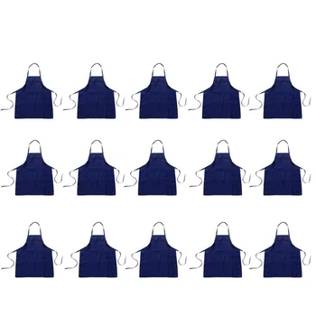 

Bib Bulk Aprons with Pockets for Women Men Adult Chef, Set Of 15 Kitchen Apron for Cooking Baking Restaurant Painting Diy Bbq