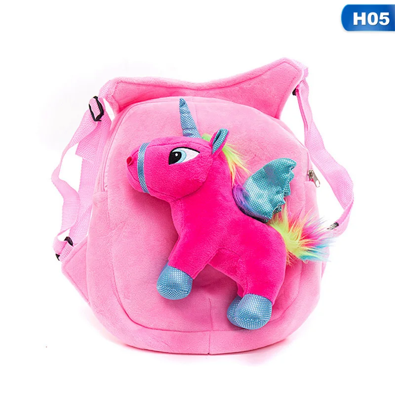 Cute Cartoon Animal Mini Plush Backpacks Baby Bags Flamingo Unicorn Kids Backpack Detachable Plush Shoulder Kindergarten Bag - Цвет: SB0517H05