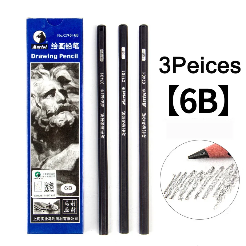 Мари черный эскиз карандаш для рисования картин HB 2H B 2B 3B 4B 5B 6B 7B 8B 10B 12B 14B Стандартный карандаш канцелярские товары для рукоделия - Цвет: 6B x 3PCS
