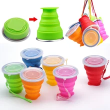 Мода 200 мл дорожная чашка из нержавеющей стали силиконовая Выдвижная складная телескопическая складная кофейная чашка для спорта на открытом воздухе