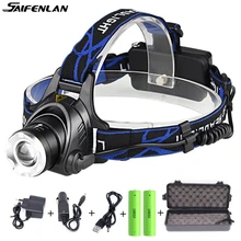 Farol led xml t6 l2, com zoom, farol potente, recarregável, led, para caça e pesca, 5000 lúmens