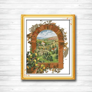 

The door of the winery painting 14CT 11CT counted cross stitch Needlework Set Embroidery kits chinese cross stitch Home decor