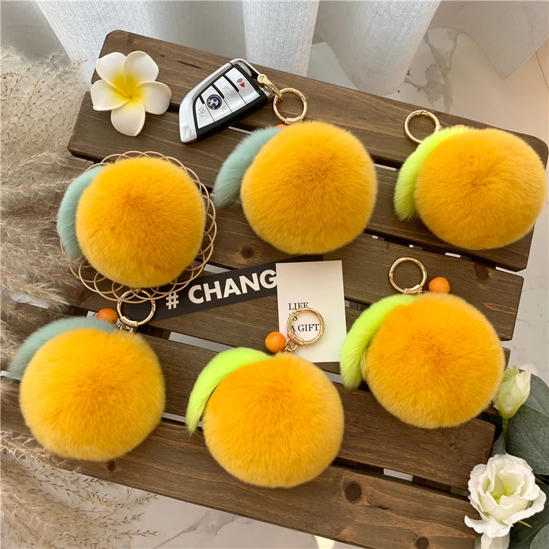 

Plush Key Chain Cute Orange Car Key Chain Pendant Bag Pendant Lovely Girl Gift