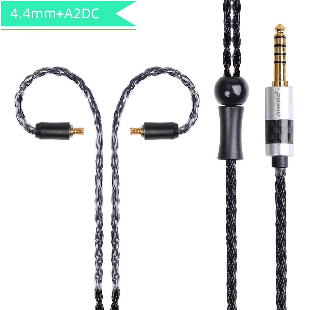 FDBRO IE80 IM 2Pin 0,78 мм A2DC кабель 16 ядер 2,5/3,5/4,4 мм серебро наушники с покрытием Обновите проводные наушники кабель MMCX SE425 SE535 - Цвет: black 4.4mm A2DC