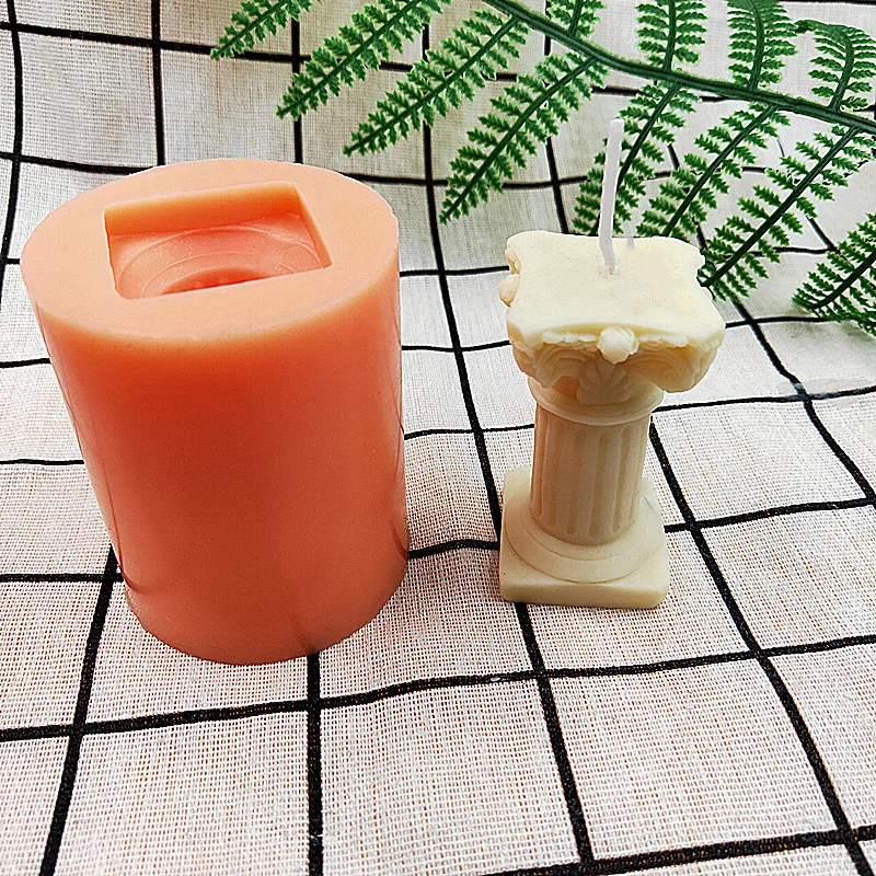 

Mini Roman Column Pillar Silicone Candle Mold Resin Clay Building Model for Table Decor