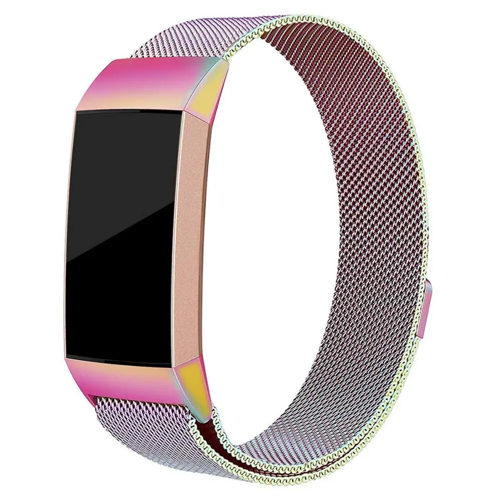 colorful Горячее предложение для Fitbit Charge 3 ремешок для часов из нержавеющей стали модный ремешок с магнитной сеткой сменный металлический браслет ремешок для часов - Цвет ремешка: colorful
