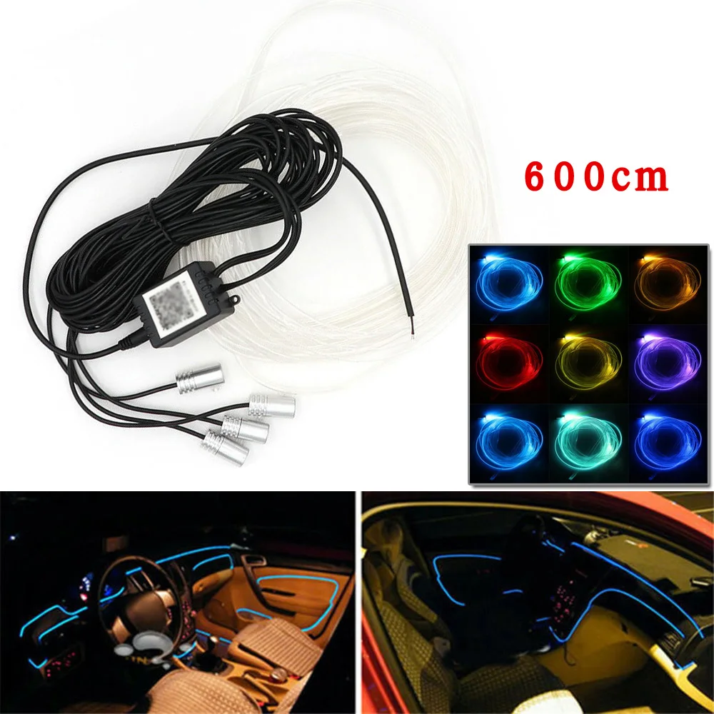 6 м Автомобильный интерьер RGB 5050 SMD светодиодный неоновый светильник EL полосы звук Bluetooth мобильный телефон приложение Управление комплект автомобильные аксессуары