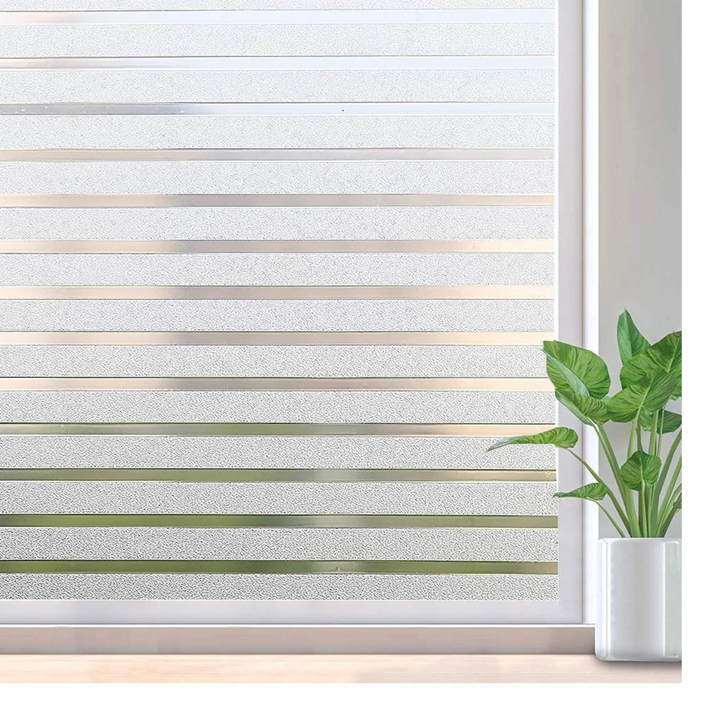 Luckyyj Window Sticker Striped Window Decal Nonadhesive Privacy Film