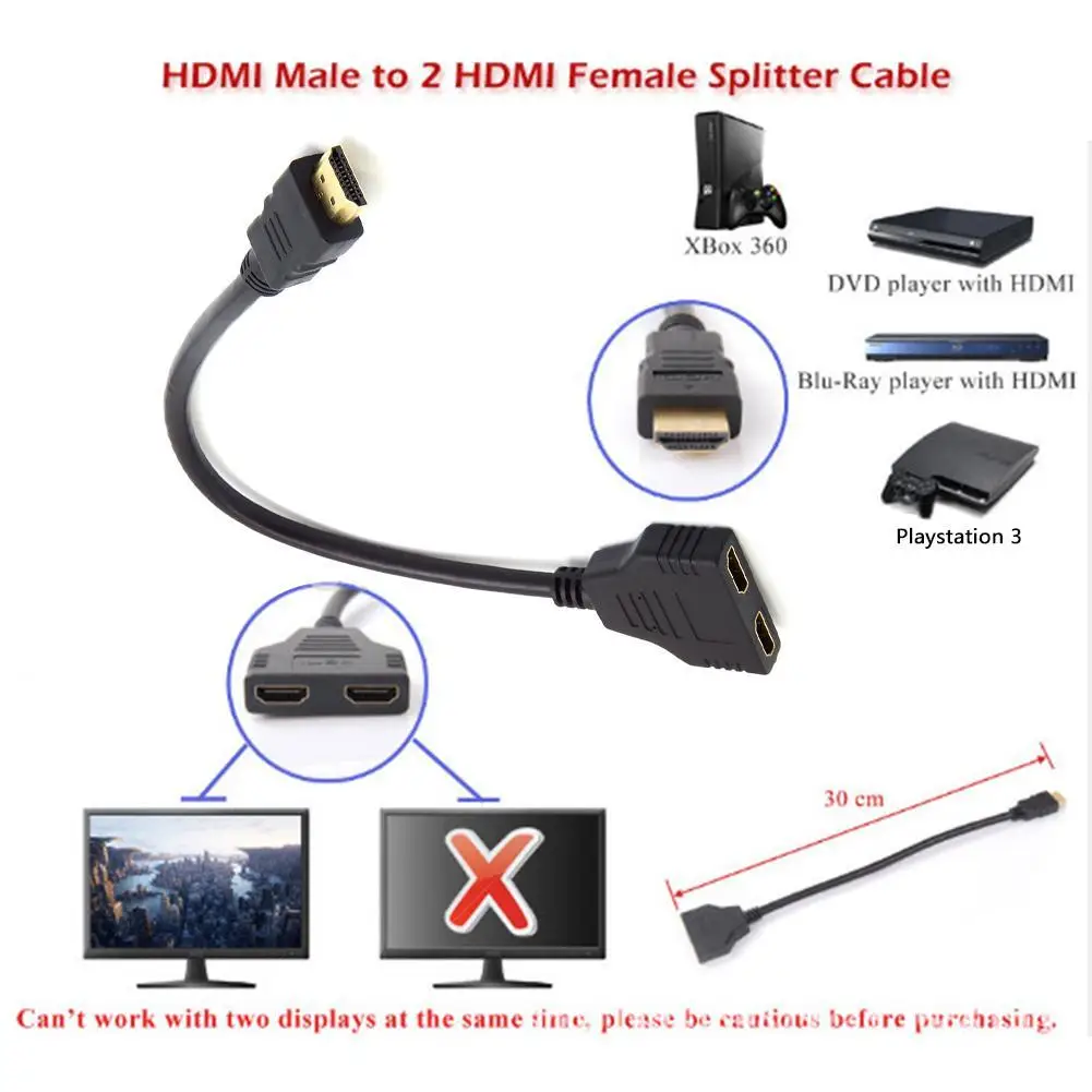 1080P HDMI сплиттер мужчин и женщин кабель адаптер конвертер HDTV 1 вход 2 выхода 2-портовый HDMI переключатель r20