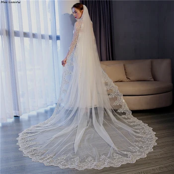 

One Layer Lace Edge Long Wedding Veil With Comb Bridal Veil 3*3/4*3/5*3 Wedding Accessories