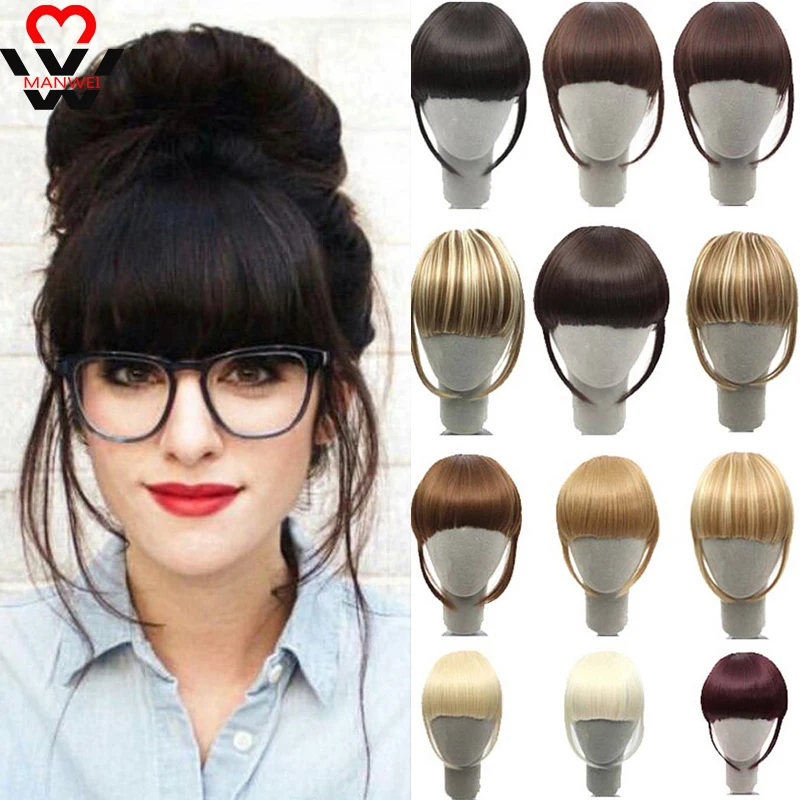 

MANWEI High Temperature Fiber Synthetic Straight Hair Fringe Blunt Bangs Black Brown Clip In Bangs Extension Fake Hairpiece