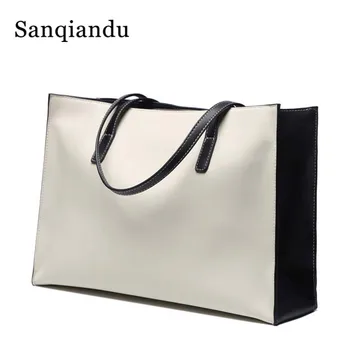 

2019 Luxury Genuine Leather Women Handbag Big Tote Women Shoulder Bag Daily OL Work Bag Lady Briefcase Large Capacity Women Bags
