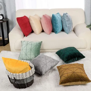 

Minimalist Modern Light Luxury Solid Color Netherlands Velvet Handmade Star Shaped Plaid Pillow Cover Sofa Bay Window Cushion Co