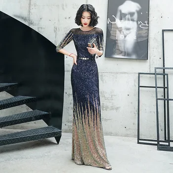 

2020 Sale Real Evening Dress Annual Meeting Celebrity Fish Tail Long High-end Big Brand Noble Temperament Host Women Sequins