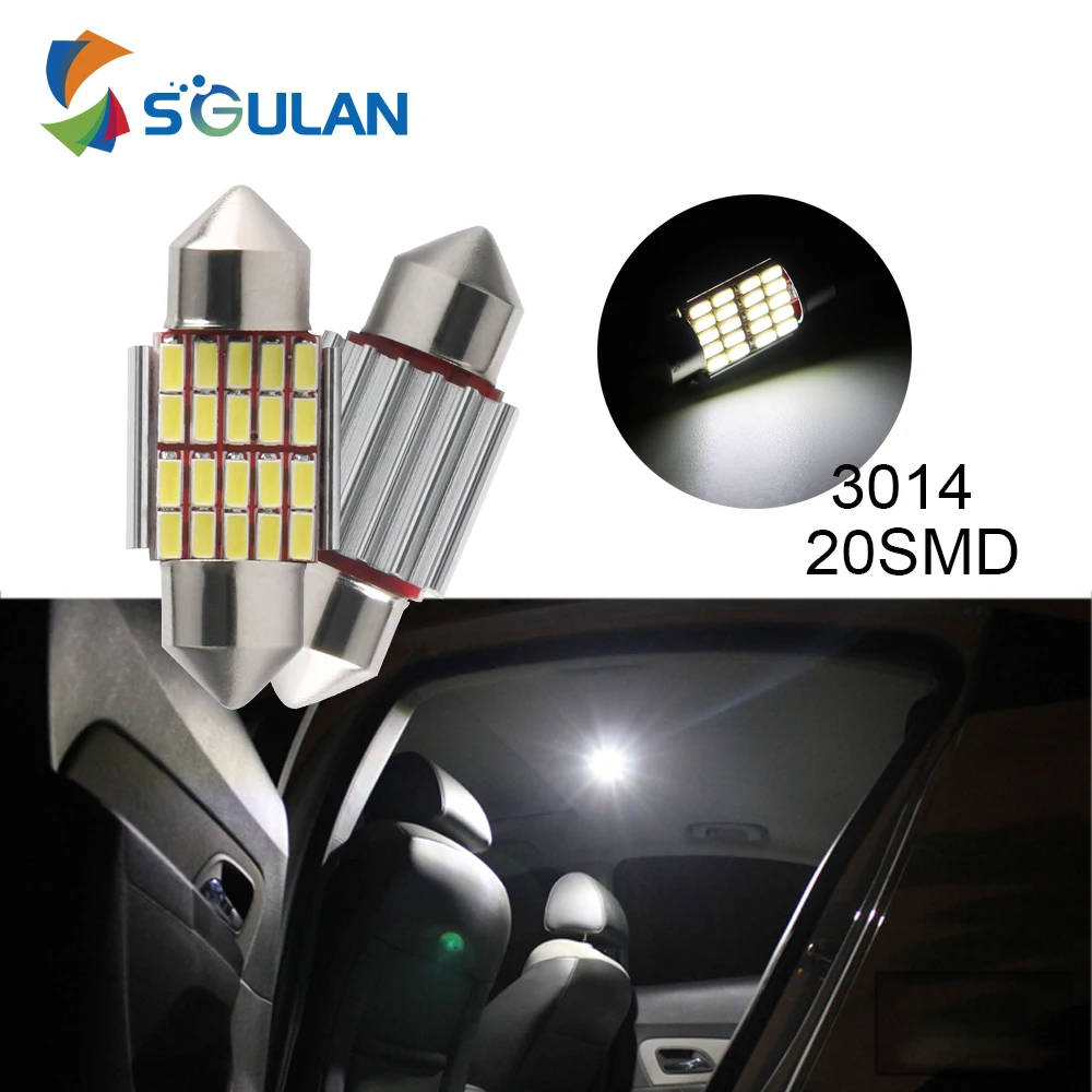 C5w светодиодный светильник 31 мм Canbus 3014 120LM 20SMD белый 6000K светодиодная лампа для