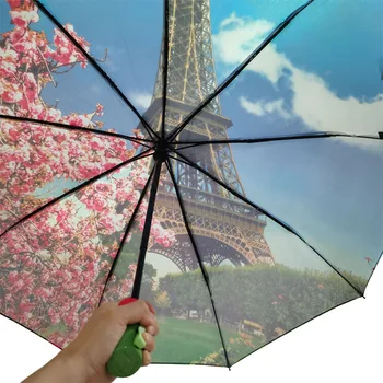 

Full Automatic Women Rain Umbrella 3Folding European FashionCreative Strong Frame Luxury Umbrella Rain for Women