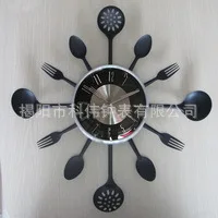 [Manufacturers Direct Selling] Color Metal Knife And Fork Clock-Style Kitchen Wall Clock Creative Cool New Style Living Room Wal