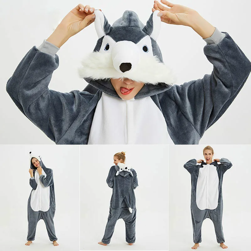 

2020 New Winter Women Men Unisex Adult Cartoon Onesie Animal Pajamas Stitch unicornio Unicorn Kigurumi Flannel Nightie Sleepwear