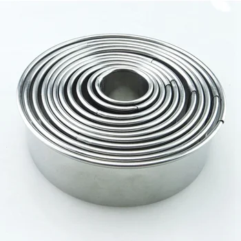 

14pcs/Set Stainless Steel Round Cookie Moulds Practical Biscuit Cutters Circle DIY Mousse Cake Dessert Pastry Decorating Tool