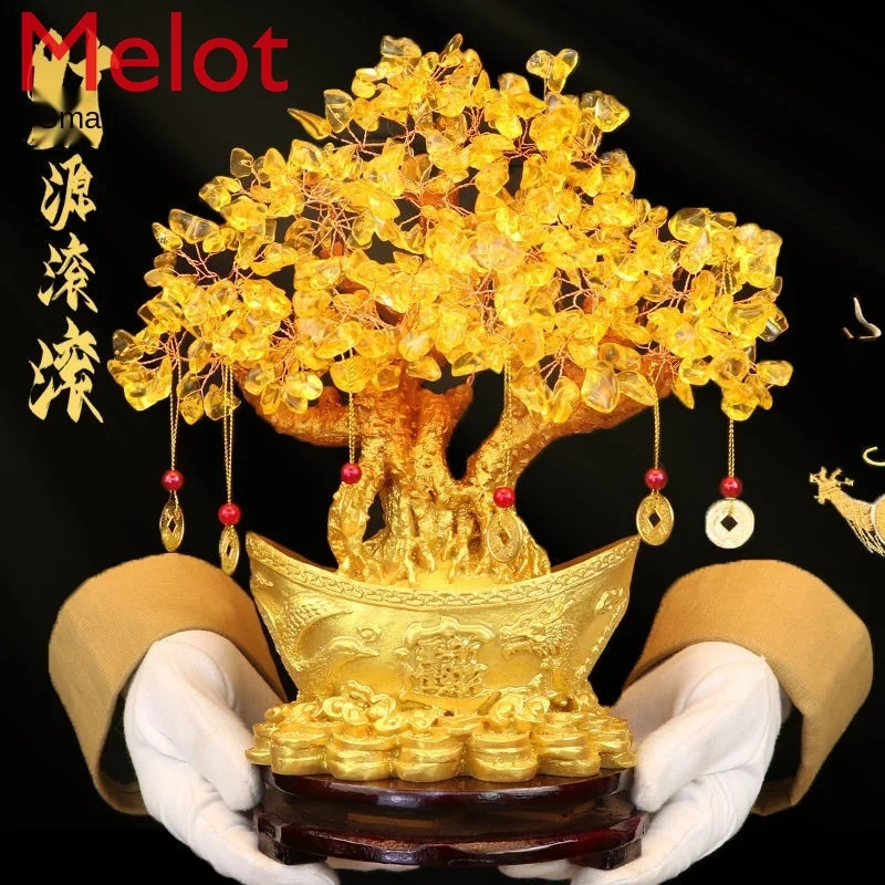 Citrine Fortune Tree Decoration Lucky Living Room Home Creative Wine Cabinet TV Cabinet Decorations Housewarming Gift Collection